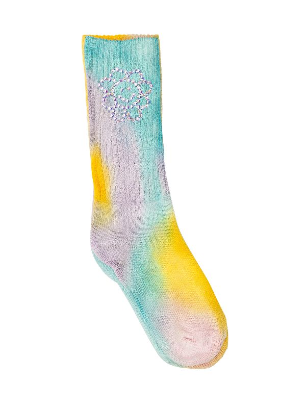 Stone-Embellished Handmade Tie-Dye Socks