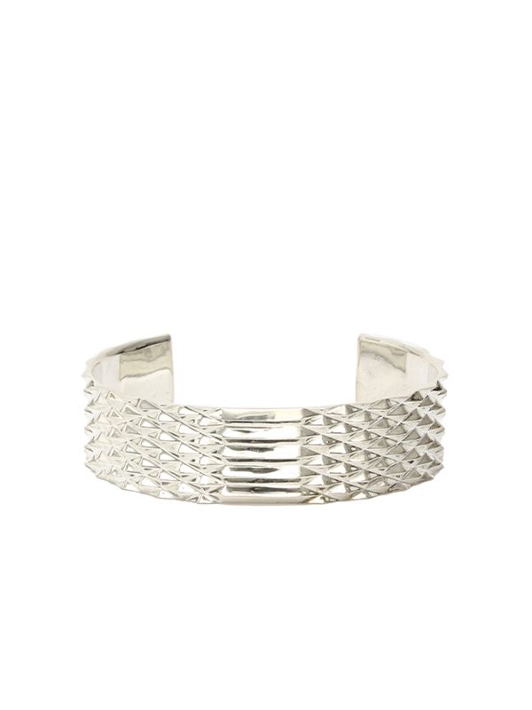 Diamond Quilting Silver Bangle Bracelet