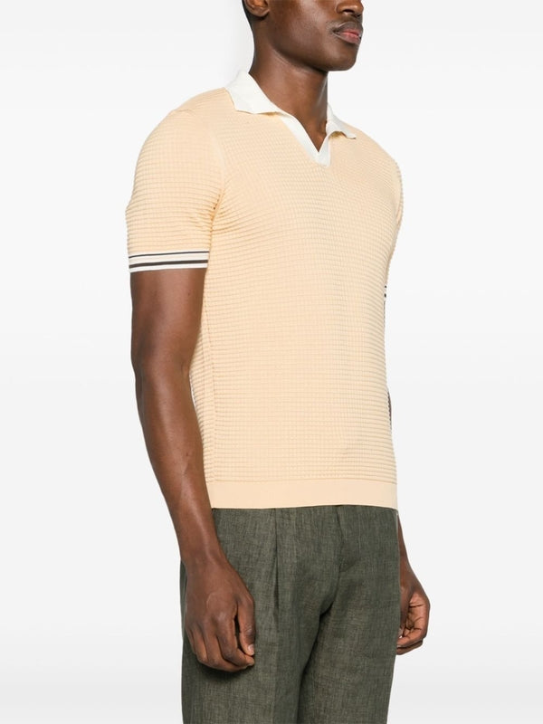 Waffle Cotton Short Sleeve Polo Shirt