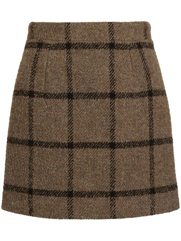 Check Pattern Wool Mini Skirt