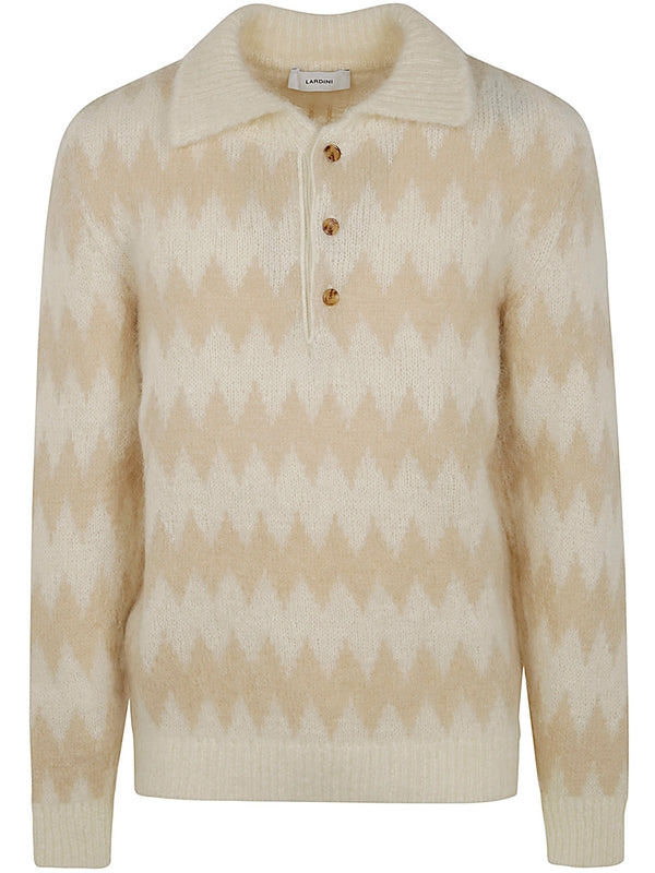 Mohair Blend Knit Polo Shirt