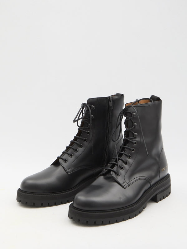 Black Leather Lace-Up Boots