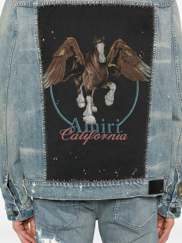 Vintage Wash Patch Cotton Denim Trucker Jacket