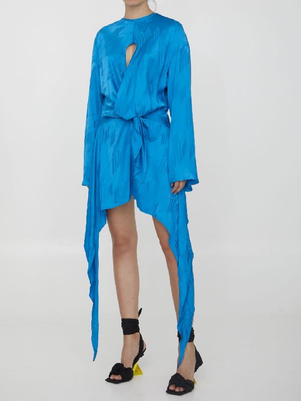 Allover Logo Drape Dress