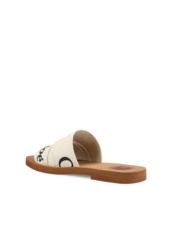 Woody Logo Linen Sandals