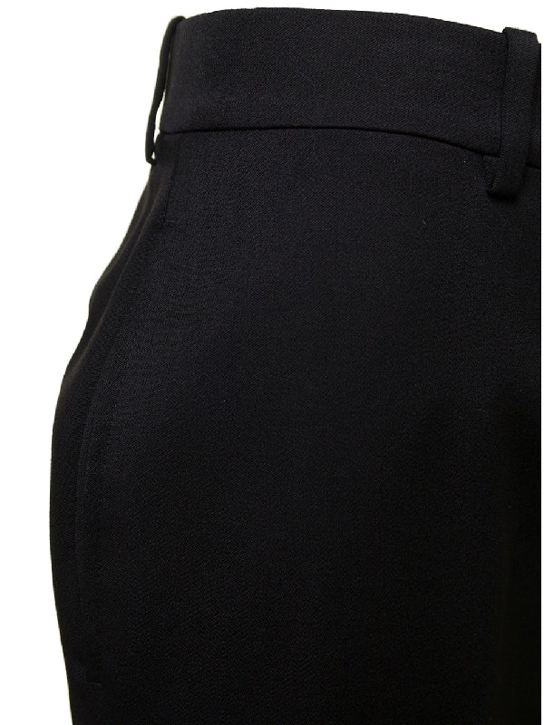 Black Wool Satin Pants