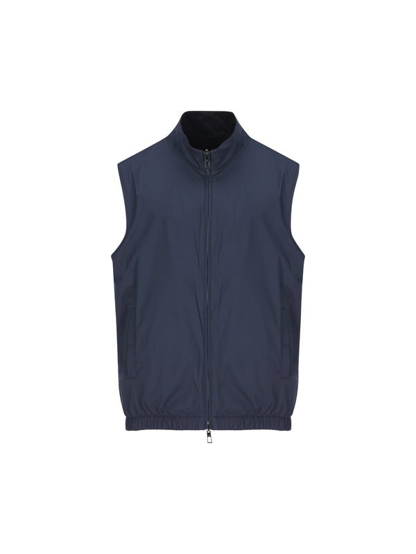 Reversible High-neck Wool Nylon Zip-up
  Vest