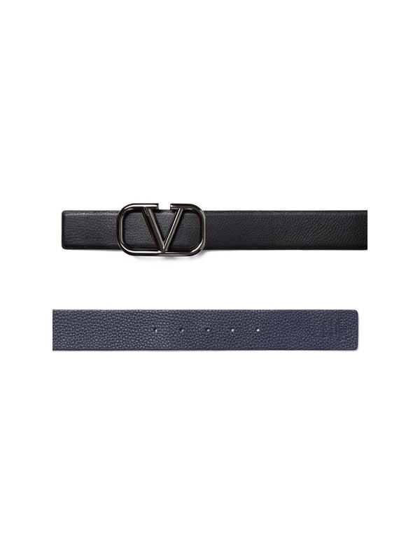 V Logo Reversible Leather Belt