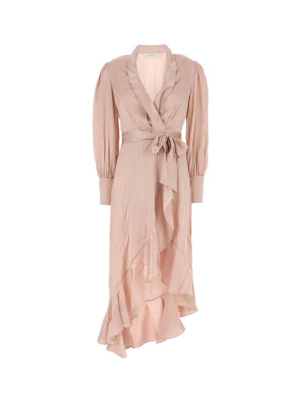 Asymmetric Wrap Silk Dress