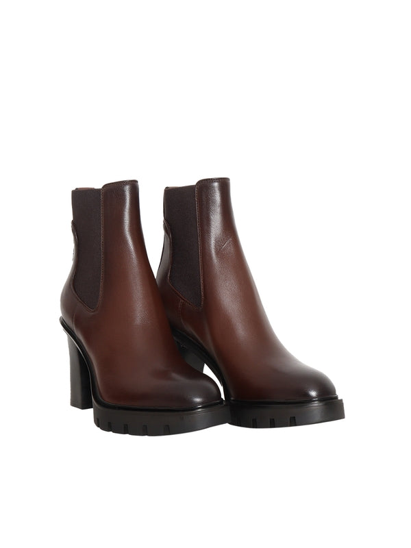 Round Toe Leather Ankle Boots