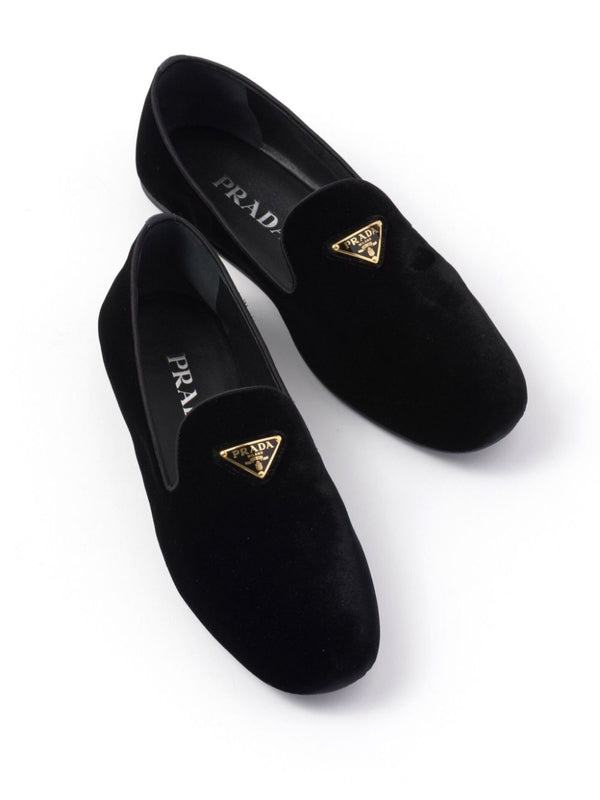 Triangle Logo Velvet Loafers