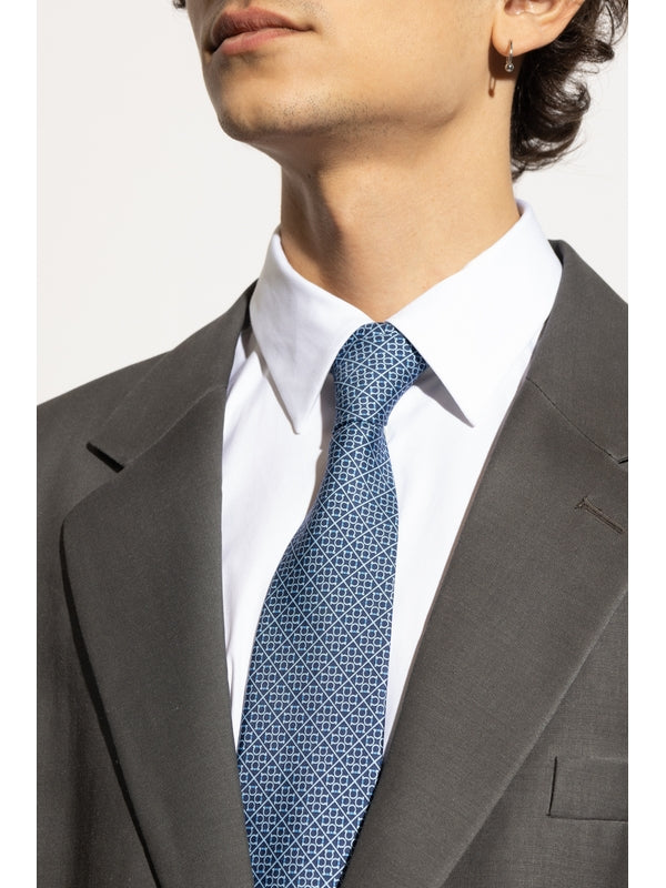 Gancini Pattern Silk Tie