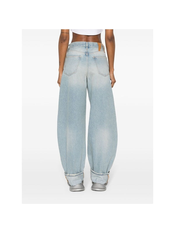 Back Logo Patch Turn-Up Denim
  Pants