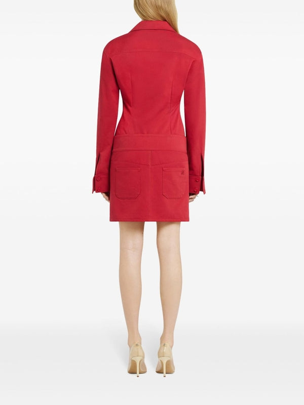 Belted Cotton Blend Mini Skirt