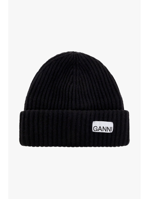 Logo Label Rib Wool Beanie