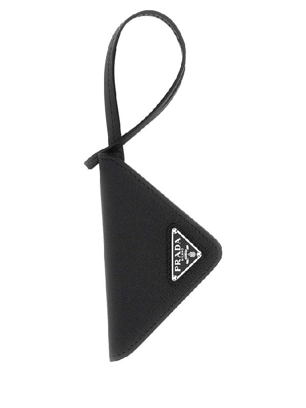 Triangle Logo Leather Bag Charm