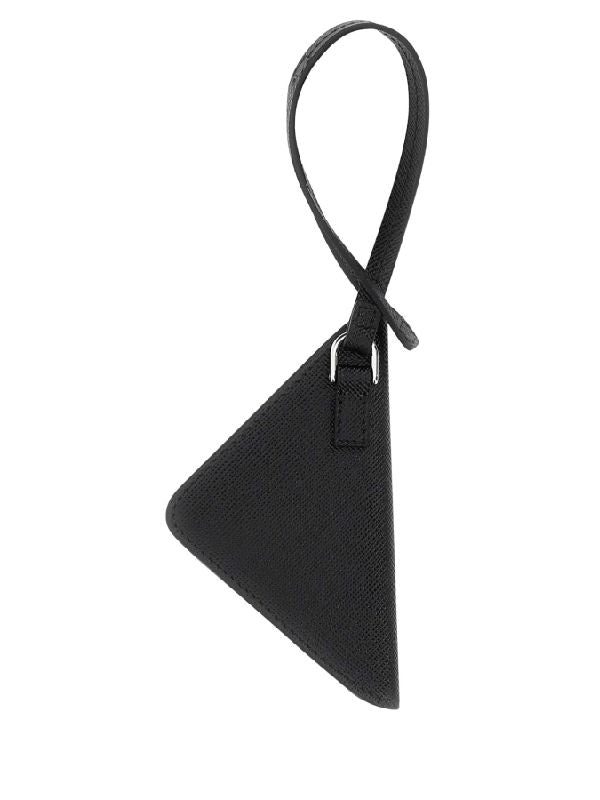 Triangle Logo Leather Bag Charm