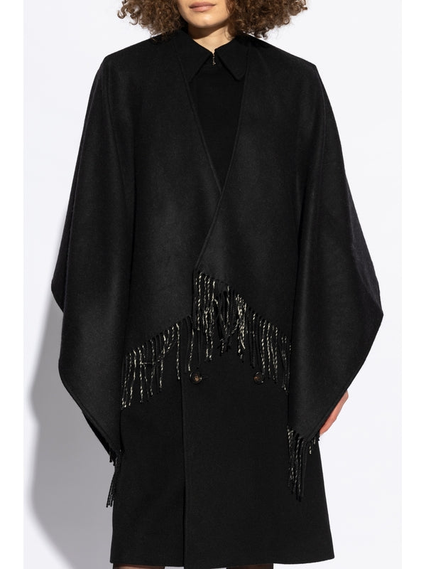 Check Pattern Reversible Wool Cape