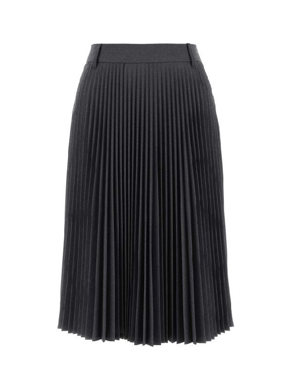 Wool Blend Pleats Midi Skirt