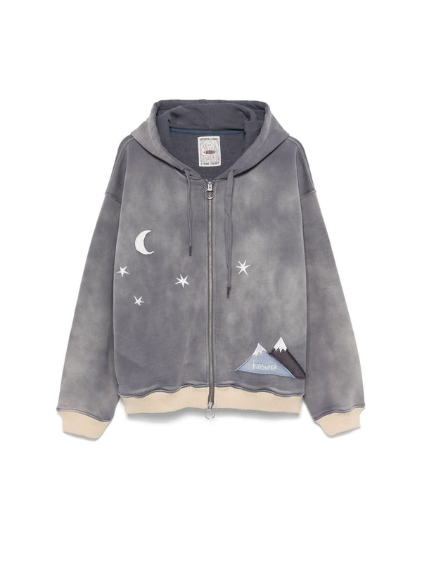 Graphic Embroidery Cotton Hoodie Zip-Up