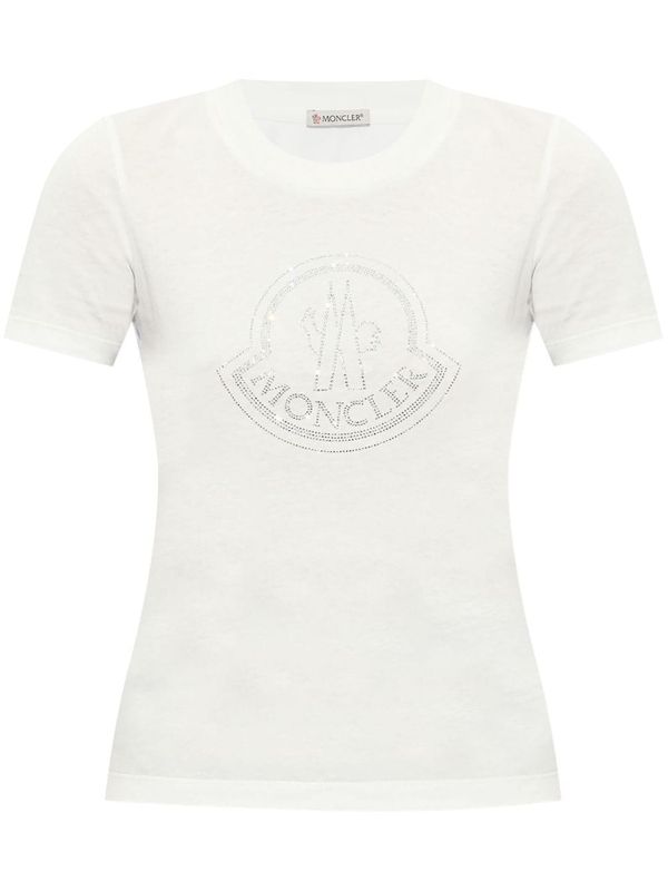 Rhinestone Logo Cotton Short
  Sleeve T-Shirt