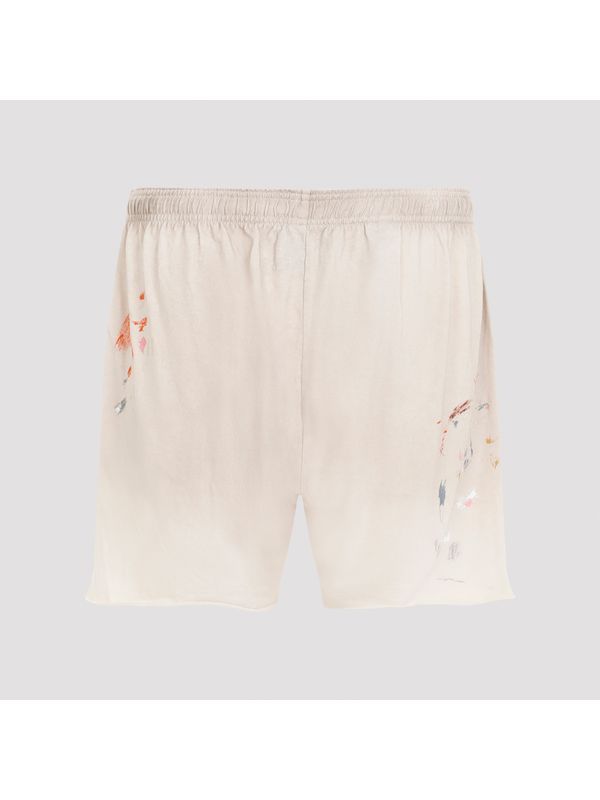 Logo Painting Detail Banded Cotton Shorts