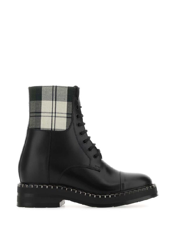 Barbour Check Panel Lace-up Boots