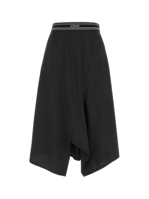 徽标带羊毛半身裙