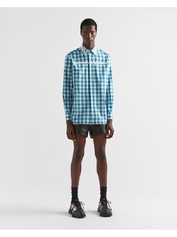 Zigzag Detail Check Poplin Shirt