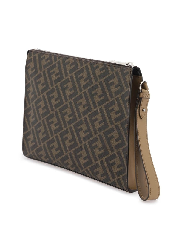 Ff Leather Fabric Clutch