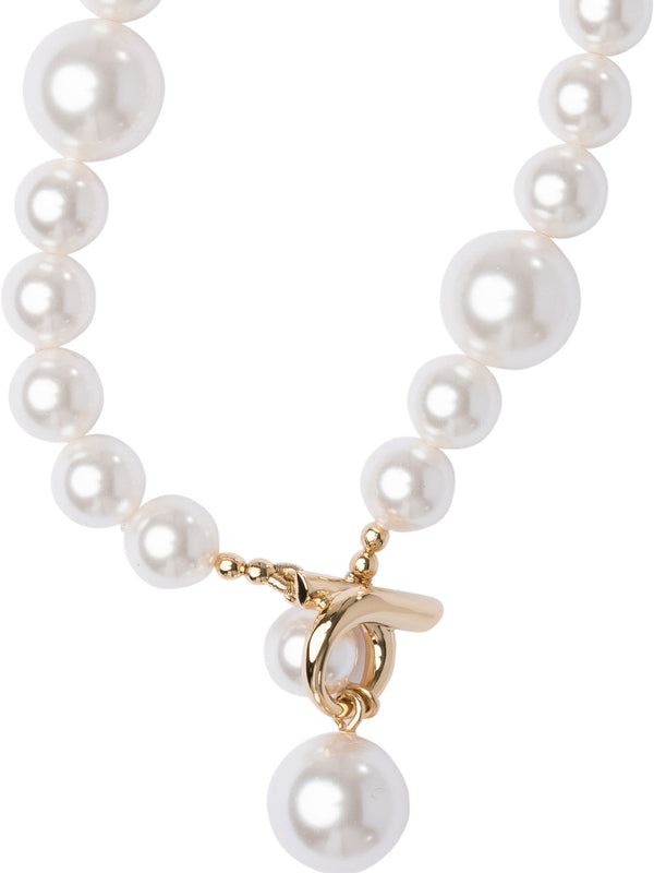 Pearl Gancini Logo Buckle Bracelet