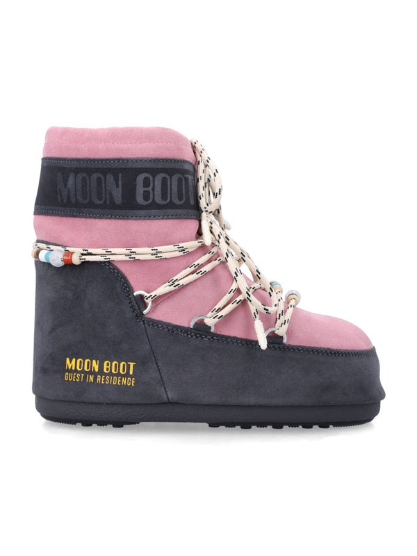 Moonboots Gray Pink Lace-Up Boots