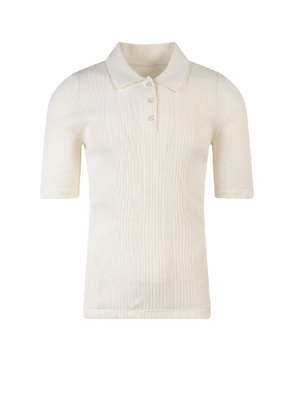 Back Stitch White Rib Polo Shirt