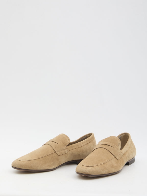 T Logo Suede Leather Loafer