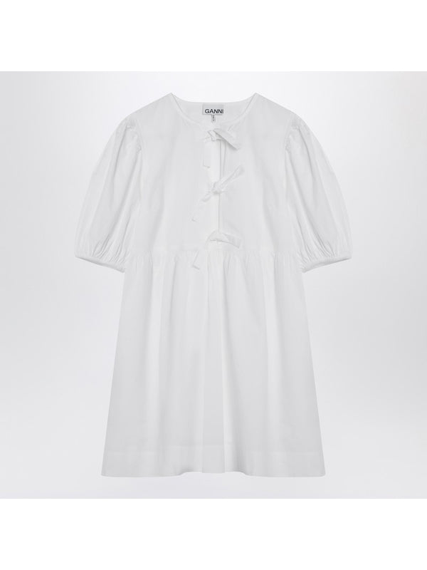 Puff Sleeve Bow Detail Mini Dress