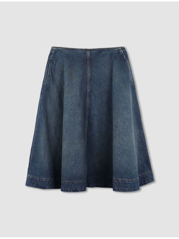 Flare Denim Midi Skirt