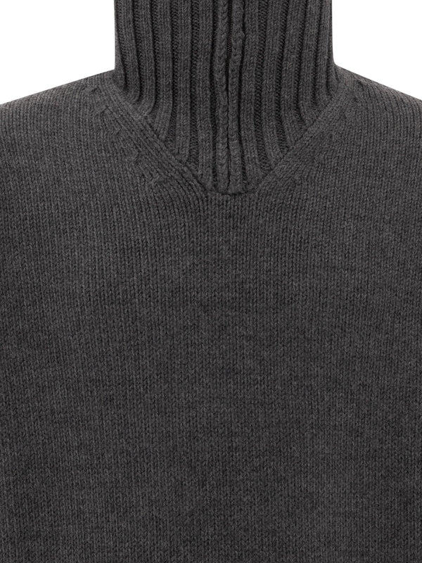 Zipper High Neck Wool Knit