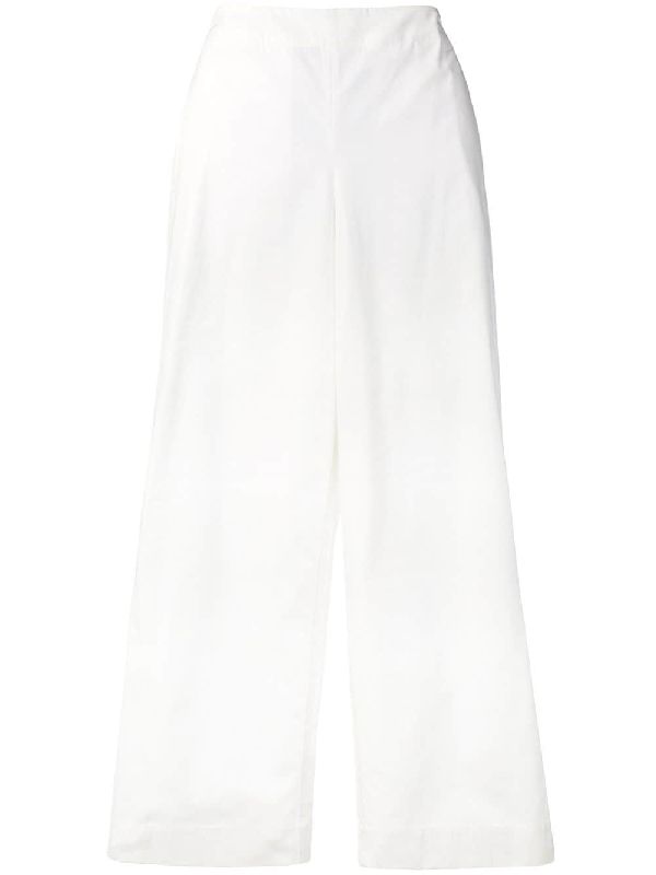 White Wide Crop Pants