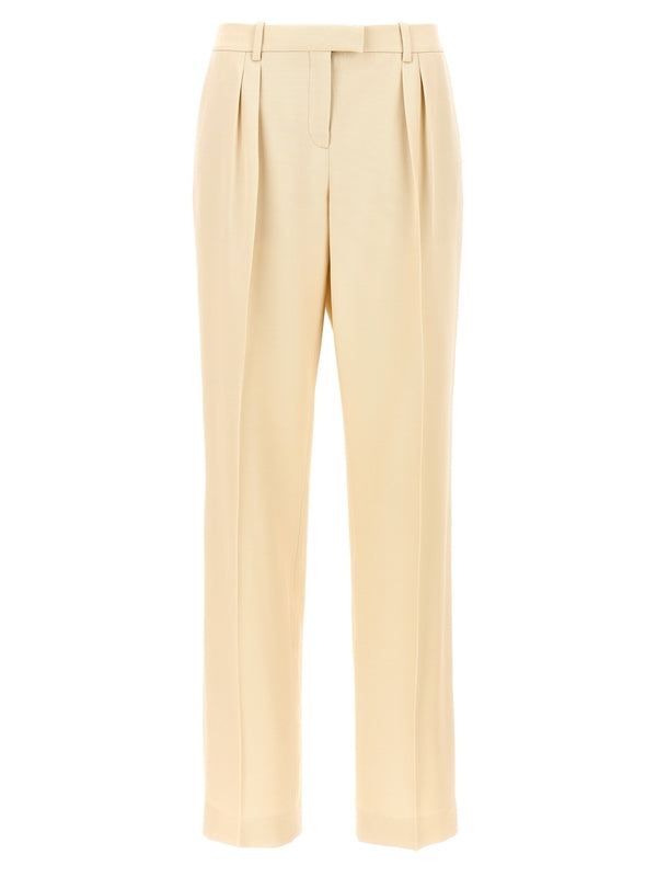 Wool Silk Pleated Pants