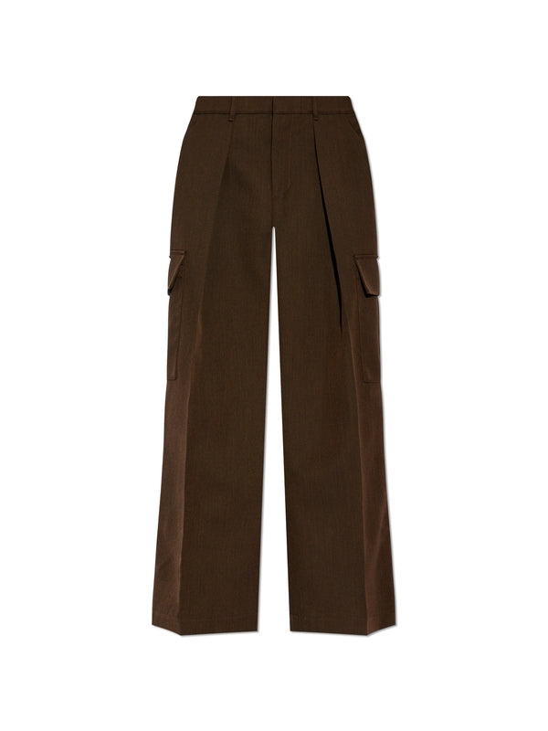 Pin Tuck Detail Wool Cargo Pants