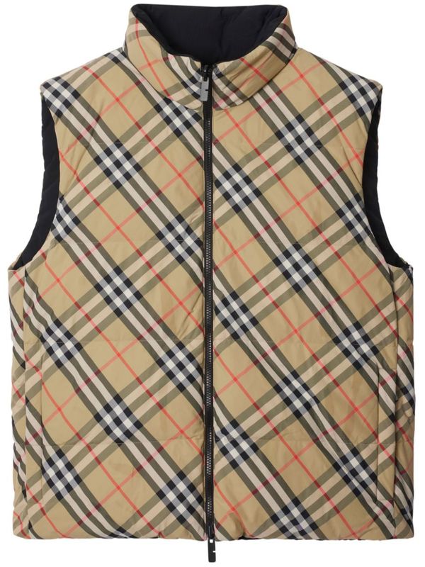 Vintage Check Reversible Padded Vest
