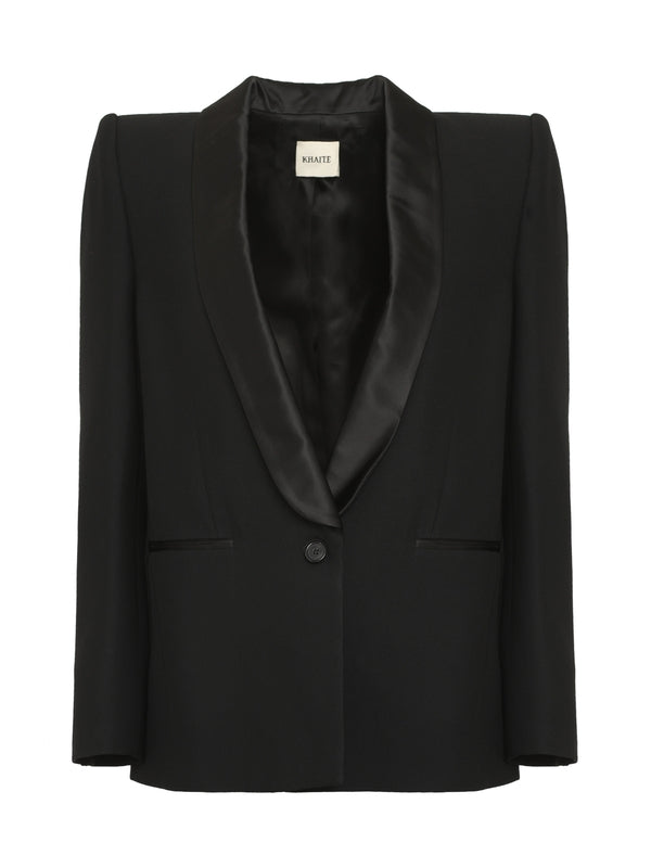 Satin Peak Virgin Wool Blend Tailored Jacket