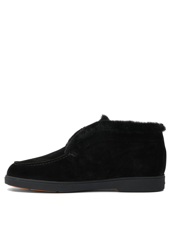 Santoni Black Ankle Boots