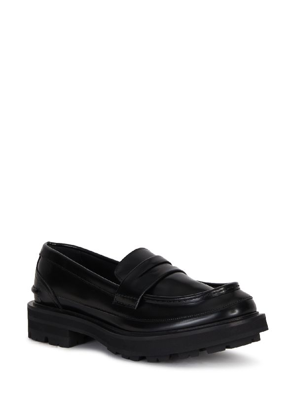 Black Leather Chunky Sole Penny
  Loafer