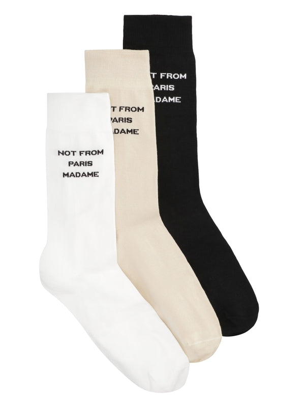 Lettering Jacquard Cotton Socks 3-Pack