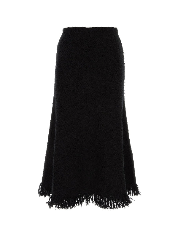 Wool Blend Fringe Skirt