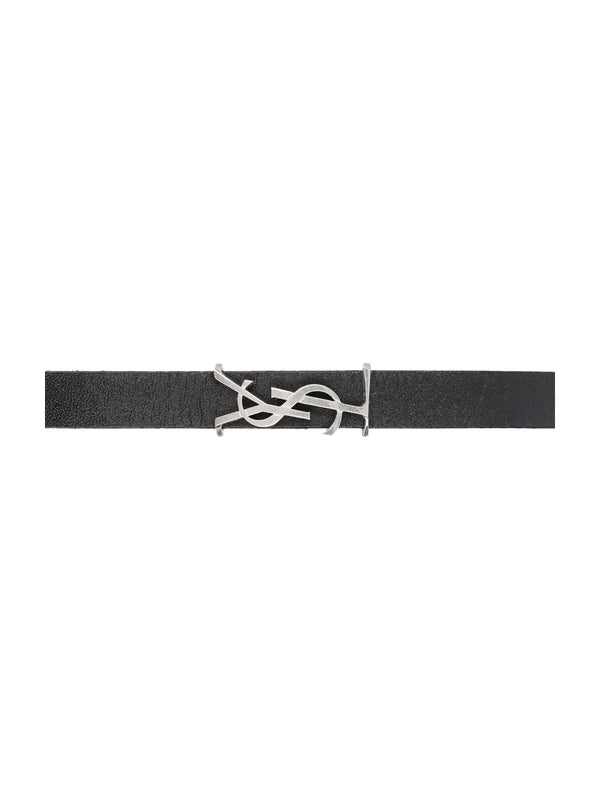 Cassandra Metal Logo Leather Bracelet