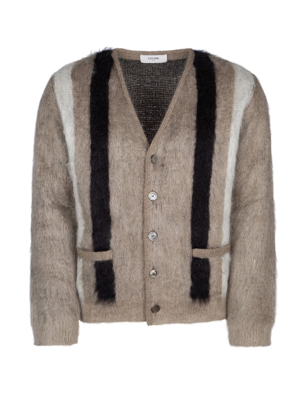 V-neck Brushed Mohair Cardigan