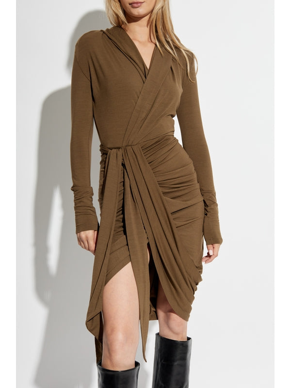 Alixa Draped
  Wool Blend Hood Dress