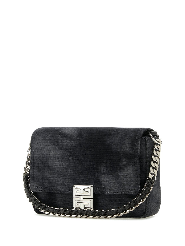 Washed Denim Chain Shoulder Bag